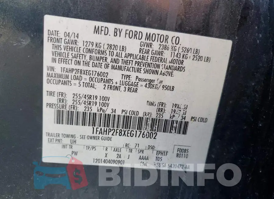 1FAHP2F8XEG176002 Photo# 13