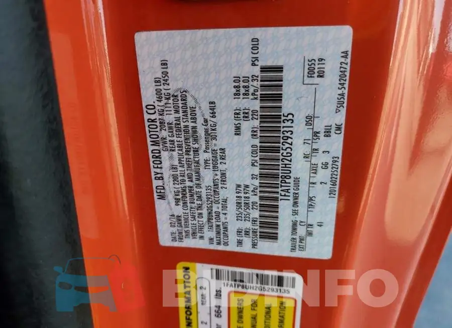 1FATP8UH2G5293135 Photo# 10