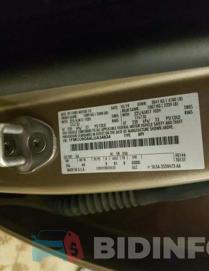 1FMCU9G64LUA34824 Photo# 14