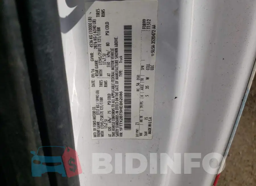 1FT7X2BT5HEB62086 Photo# 10