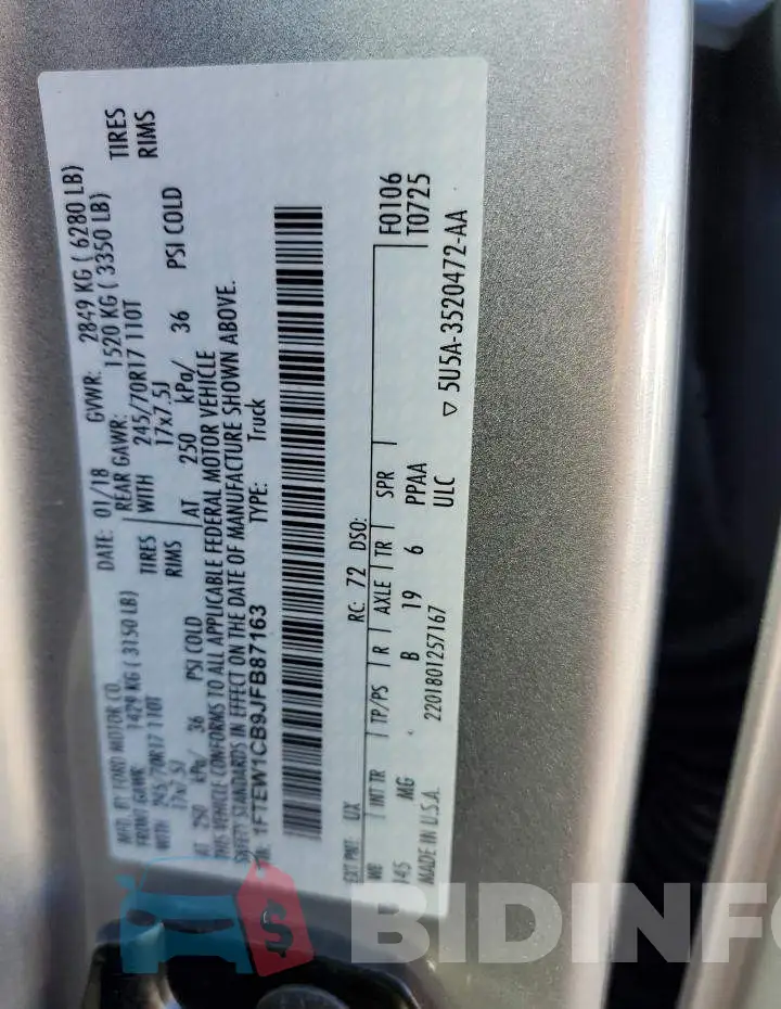 1FTEW1CB9JFB87163 Photo# 13