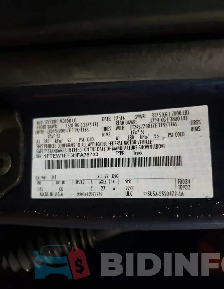 1FTEW1EF3HFA76733 Photo# 13