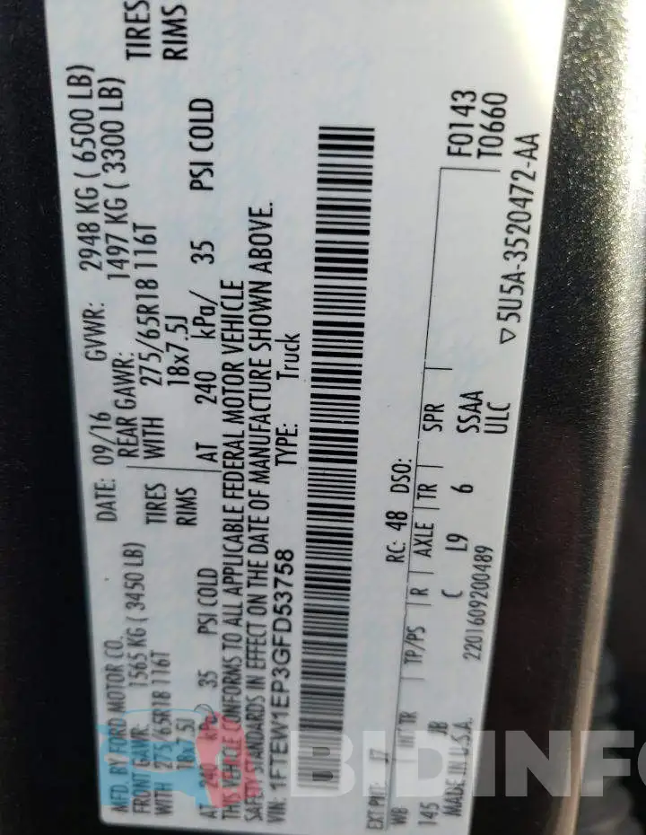 1FTEW1EP3GFD53758 Photo# 12
