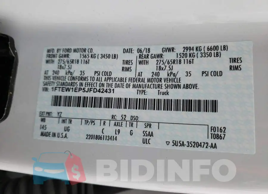 1FTEW1EP5JFD42431 Photo# 12