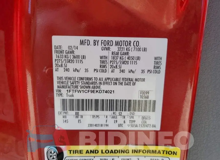 1FTFW1CF9EKD74021 Photo# 13