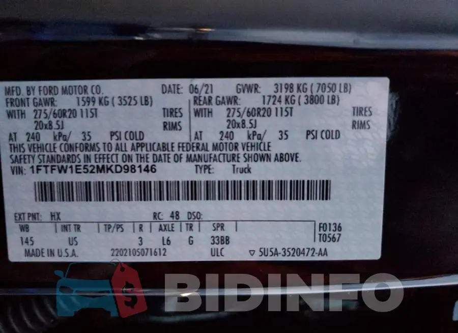 1FTFW1E52MKD98146 Photo# 12