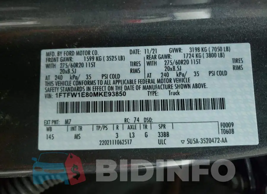 1FTFW1E80MKE93850 Photo# 13