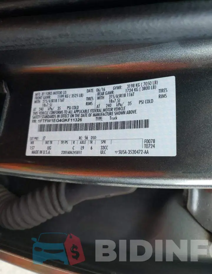 1FTFW1EG4GKF11326 Photo# 10