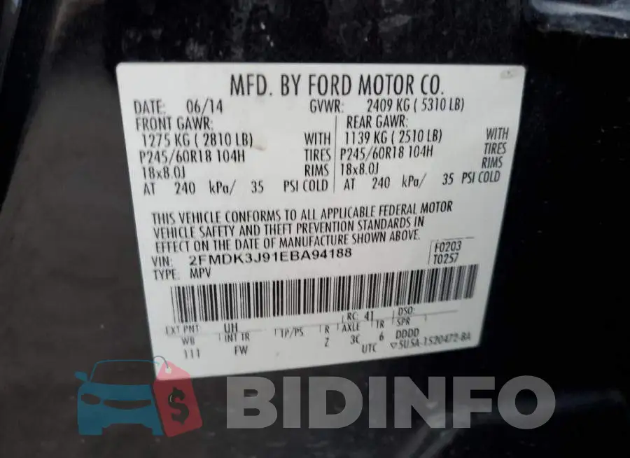 2FMDK3J91EBA94188 Photo# 10