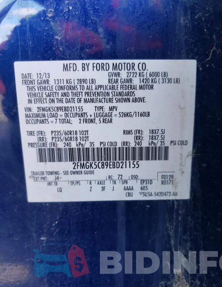 2FMGK5C89EBD21155 Photo# 13