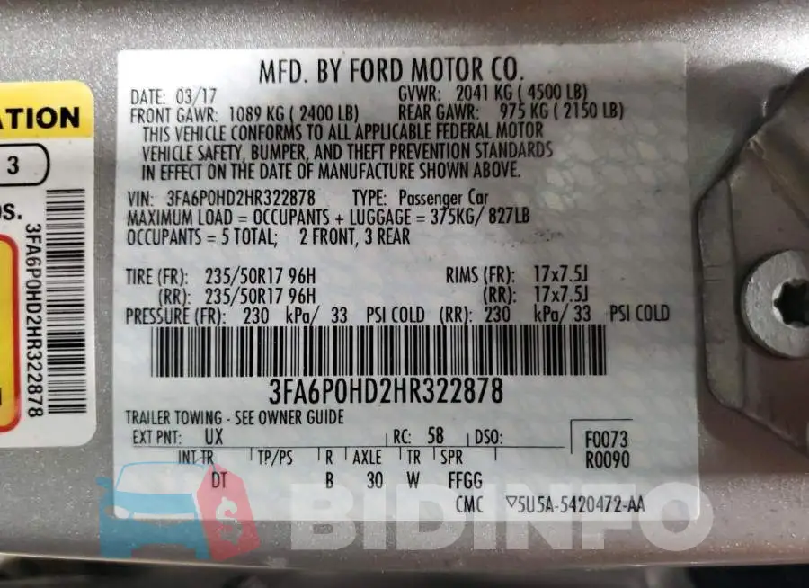 3FA6P0HD2HR322878 Photo# 12