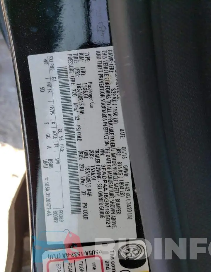 3FADP4AJ8GM185021 Photo# 12
