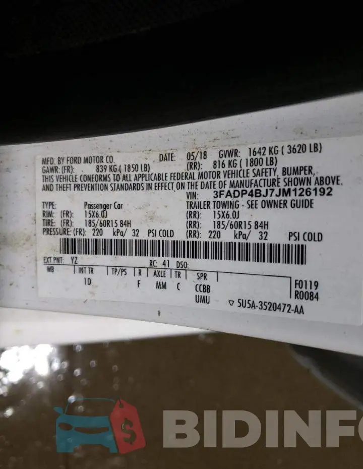 3FADP4BJ7JM126192 Photo# 12