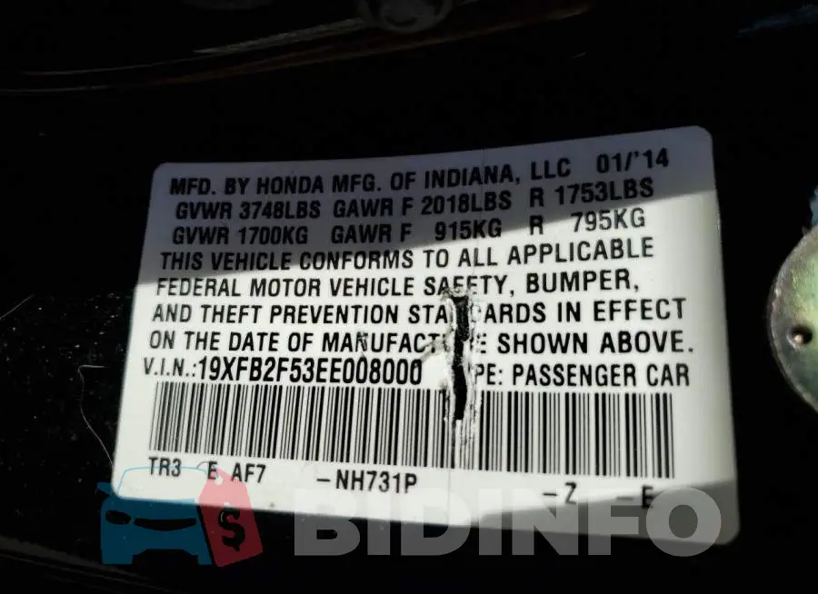 19XFB2F53EE008000 Photo# 10