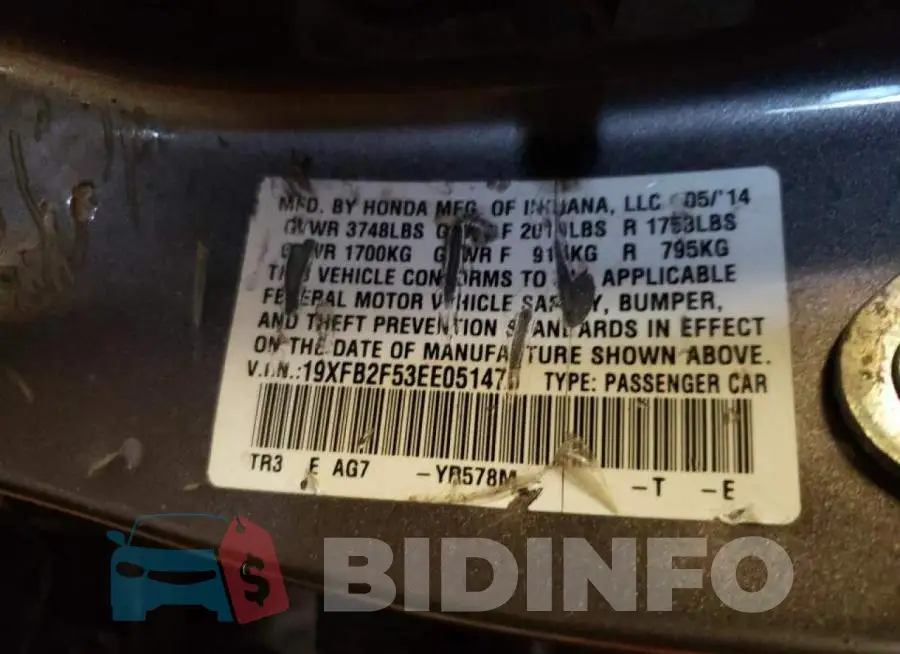 19XFB2F53EE051476 Photo# 10
