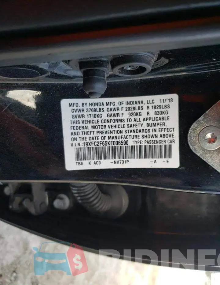 19XFC2F65KE006590 Photo# 13