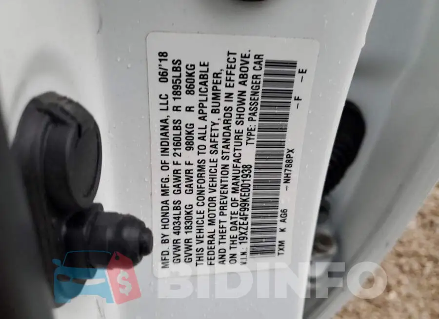 19XZE4F99KE001938 Photo# 12