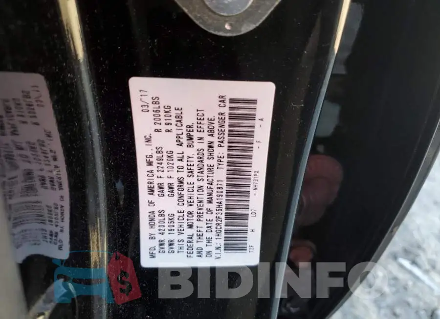 1HGCR2F35HA190871 Photo# 12