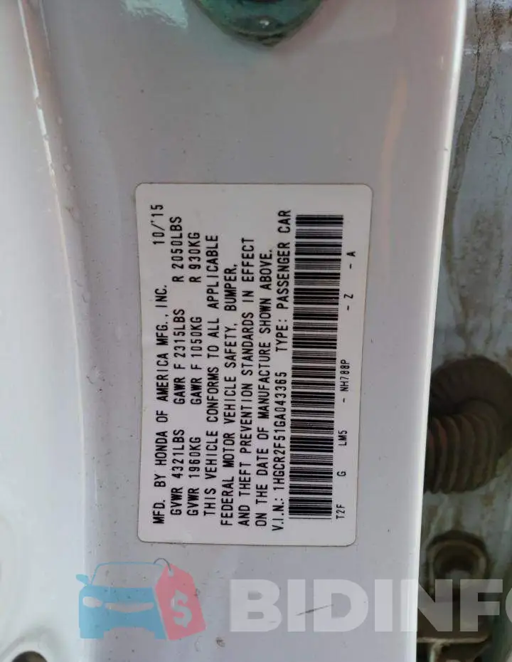 1HGCR2F51GA043365 Photo# 12