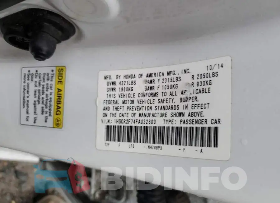 1HGCR2F74FA032800 Photo# 12