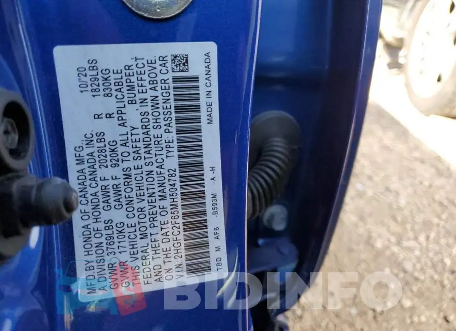 2HGFC2F65MH504782 Photo# 10