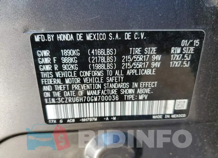3CZRU6H70GM700036 Photo# 13