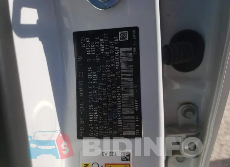 JHMFE1F78NX004736 Photo# 10