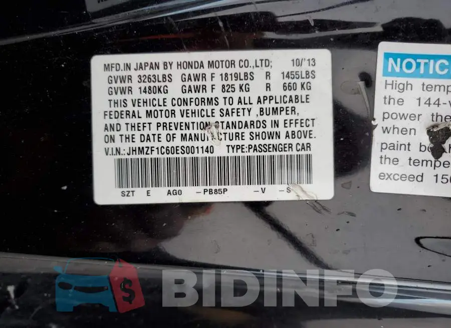 JHMZF1C60ES001140 Photo# 12