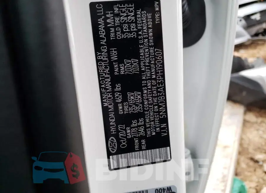 5NMJB3AE3PH190607 Photo# 12