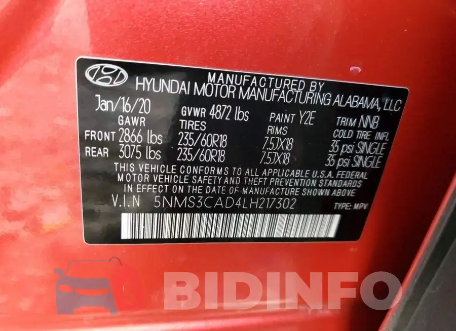 5NMS3CAD4LH217302 Photo# 12