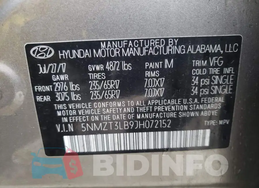 5NMZT3LB9JH072152 Photo# 14