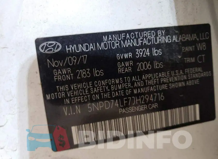 5NPD74LF7JH294716 Photo# 10