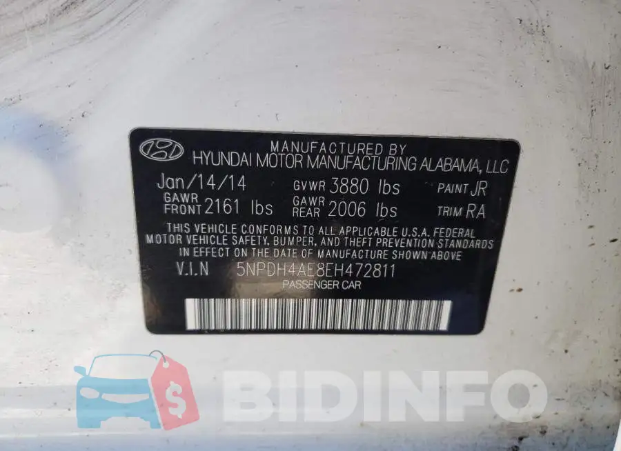 5NPDH4AE8EH472811 Photo# 12