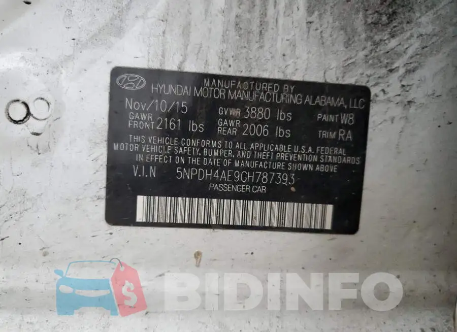 5NPDH4AE9GH787393 Photo# 12
