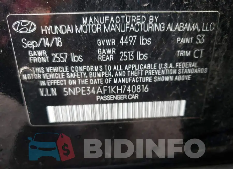 5NPE34AF1KH740816 Photo# 12