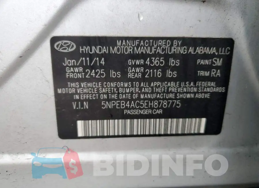 5NPEB4AC5EH878775 Photo# 13
