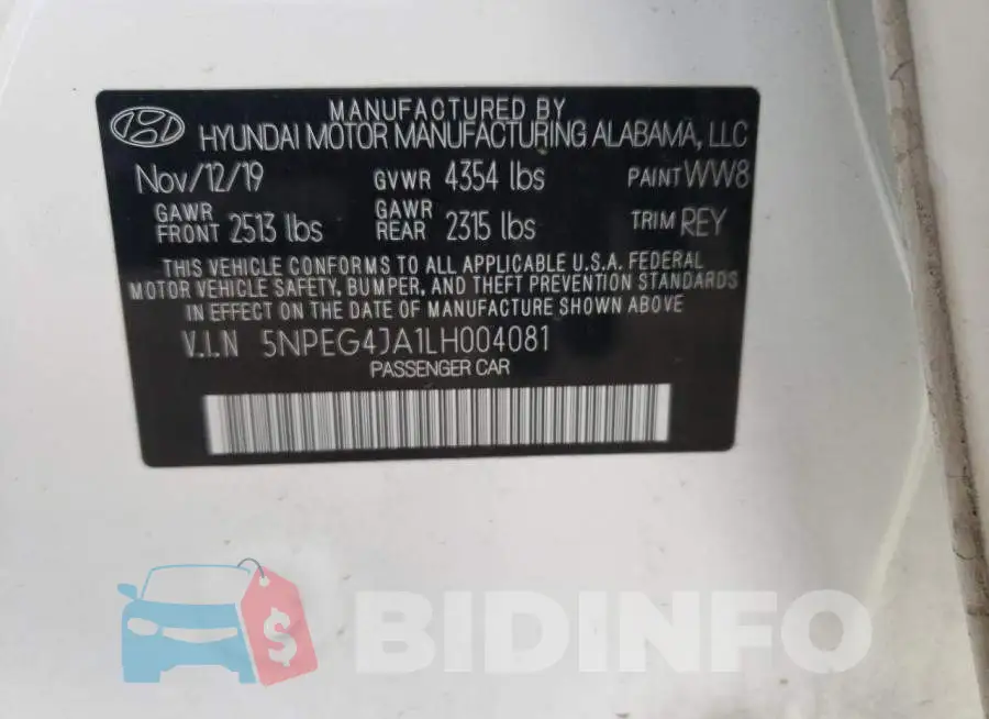 5NPEG4JA1LH004081 Photo# 12