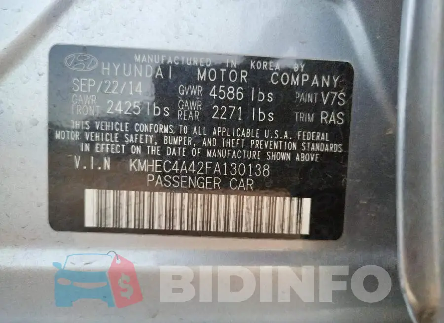 KMHEC4A42FA130138 Photo# 12