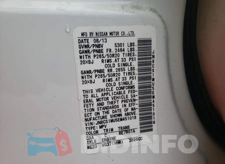 JN8CS1MU5EM451018 Photo# 13
