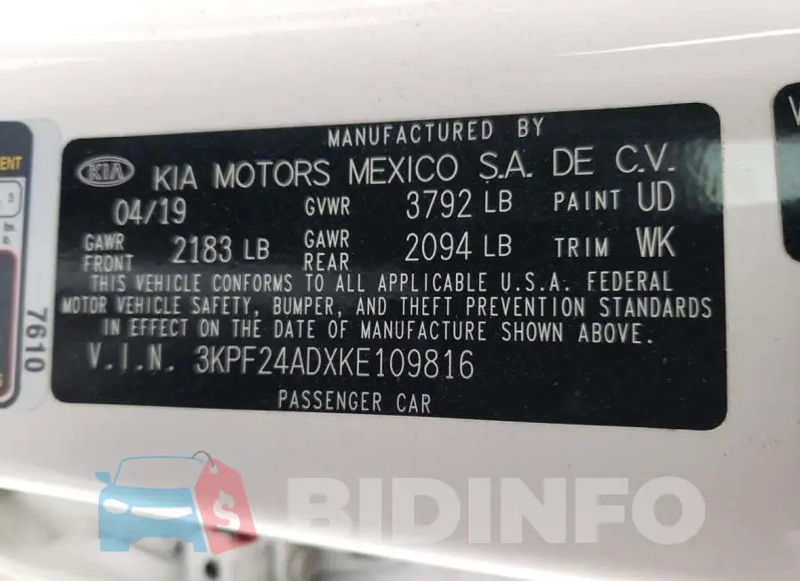 3KPF24ADXKE109816 Photo# 12
