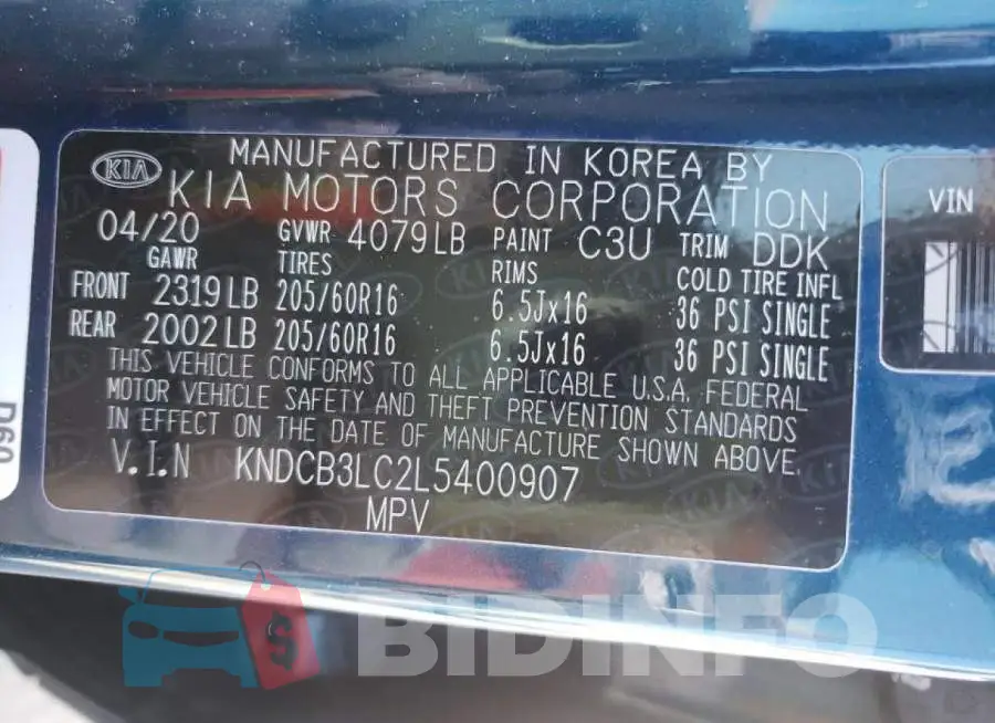 KNDCB3LC2L5400907 Photo# 10