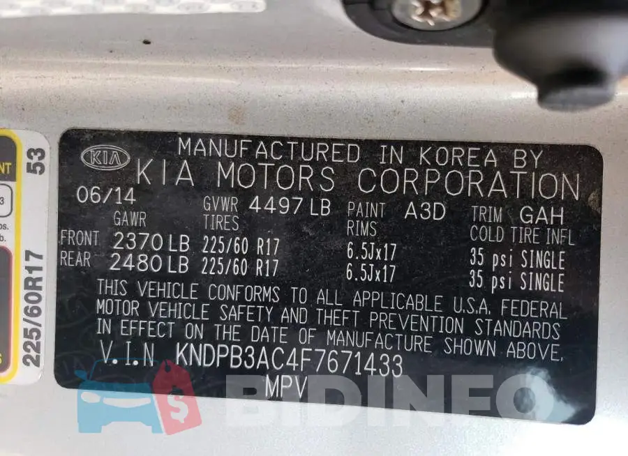 KNDPB3AC4F7671433 Photo# 13