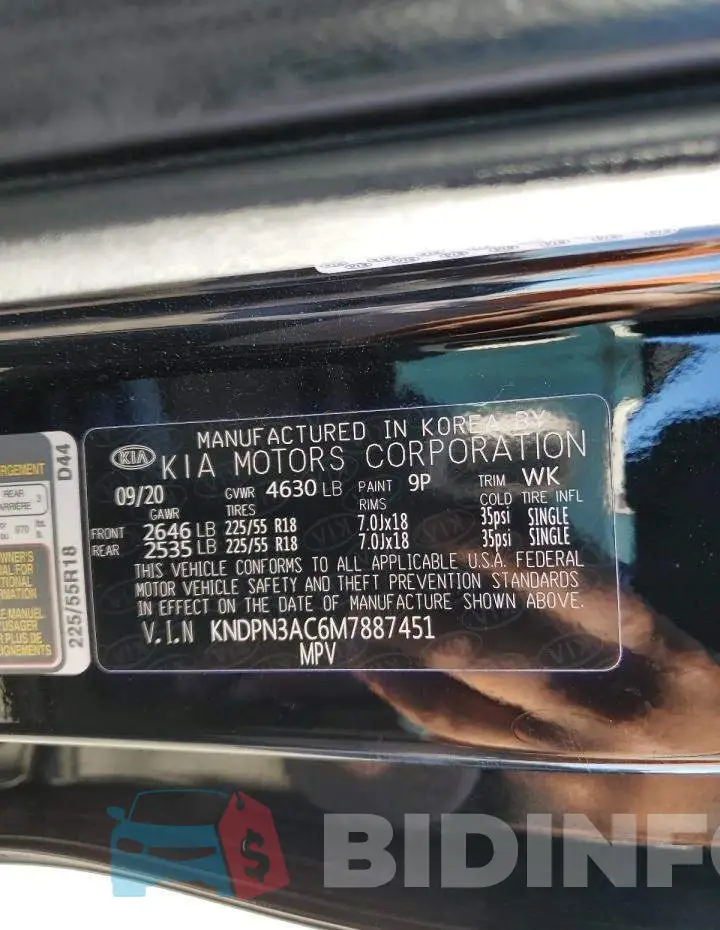KNDPN3AC6M7887451 Photo# 10