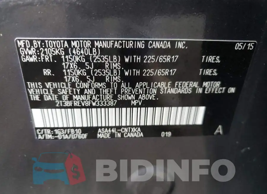 2T3BFREV8FW333387 Photo# 12