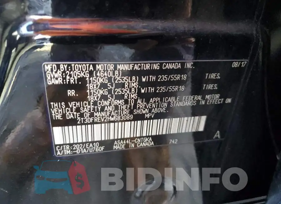 2T3DFREV2HW683089 Photo# 14