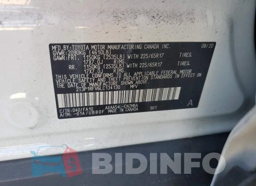 2T3P1RFV6LC134130 Photo# 13