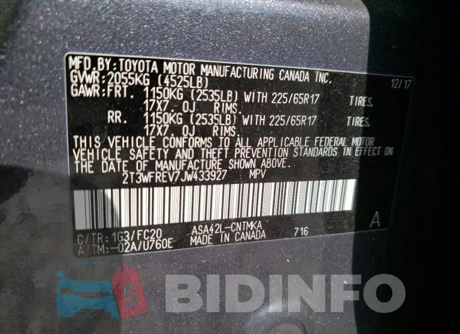 2T3WFREV7JW433927 Photo# 13