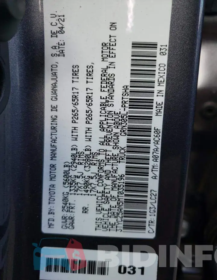 3TYCZ5AN5MT035196 Photo# 12