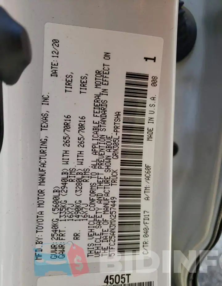 5TFCZ5AN3MX257449 Photo# 2