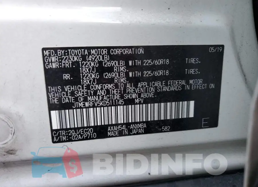 JTMEWRFV5KD511145 Photo# 14